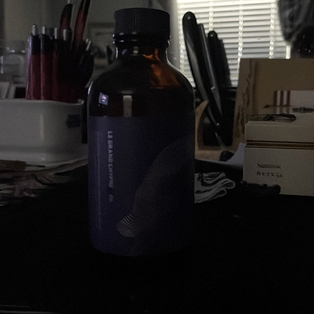 Barrister and Mann Le Grand Chypre aftershave.  Used once